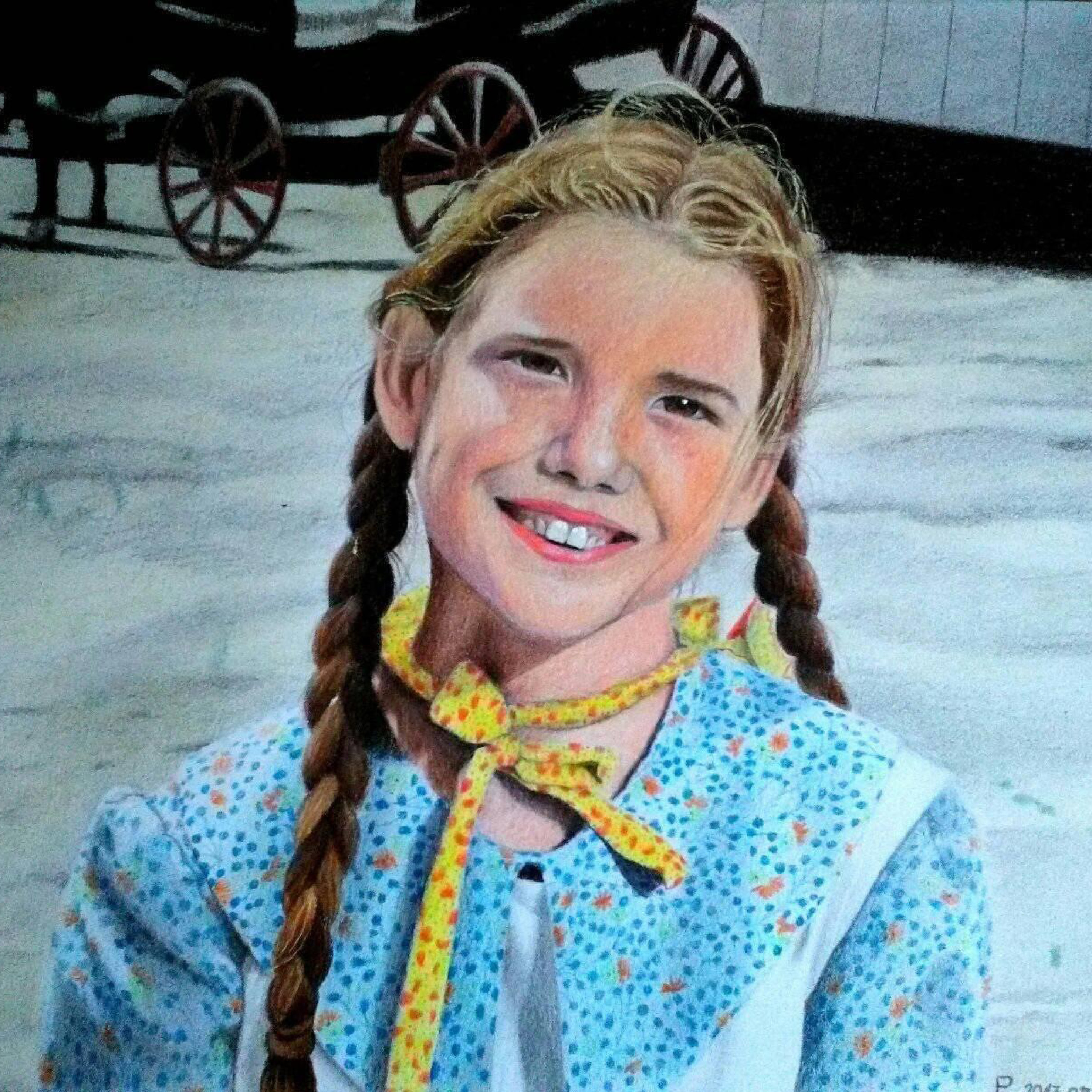 A farm. ahol élünk sorozat Laurája színes ceruzarajz