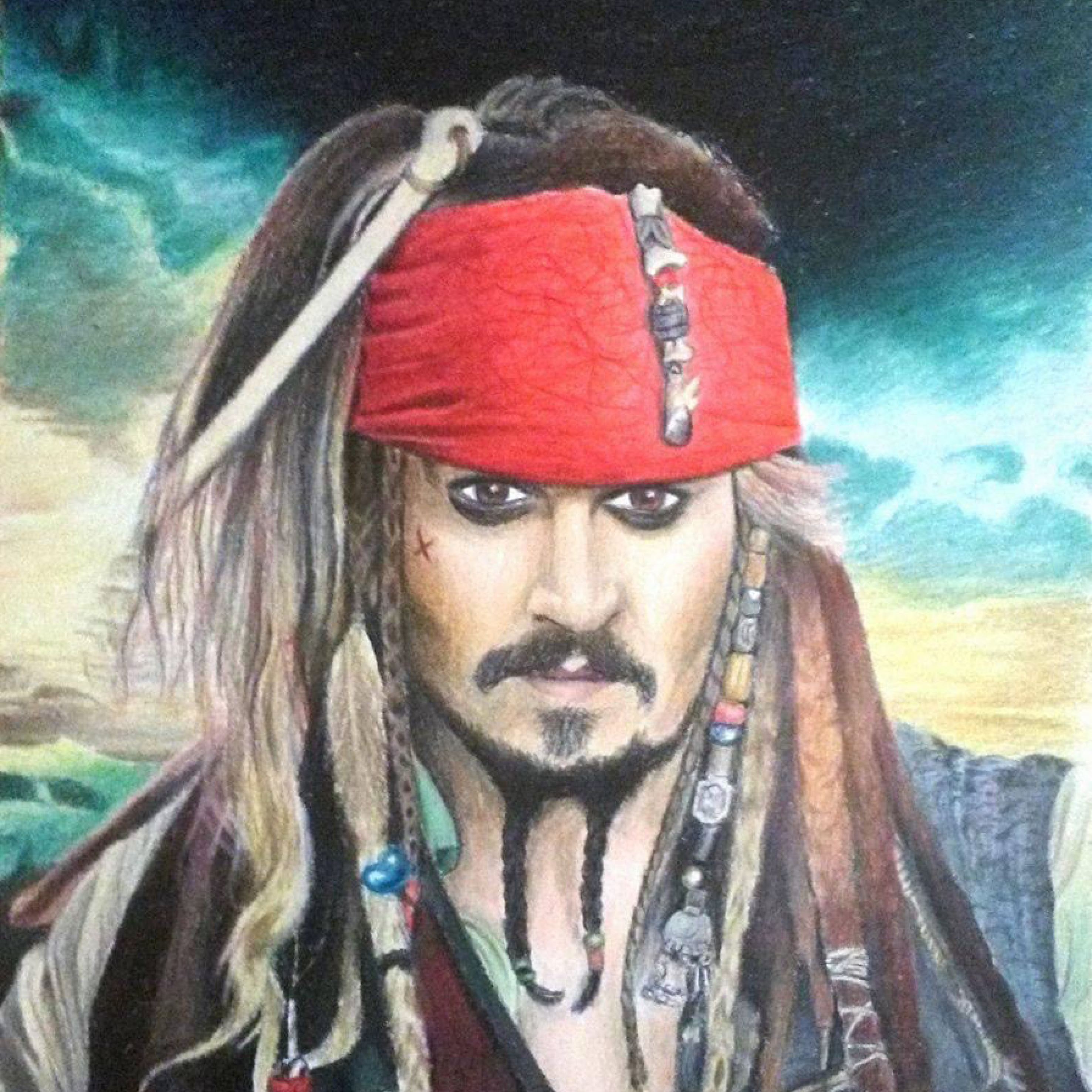 Jack Sparrow színes ceruzarajz