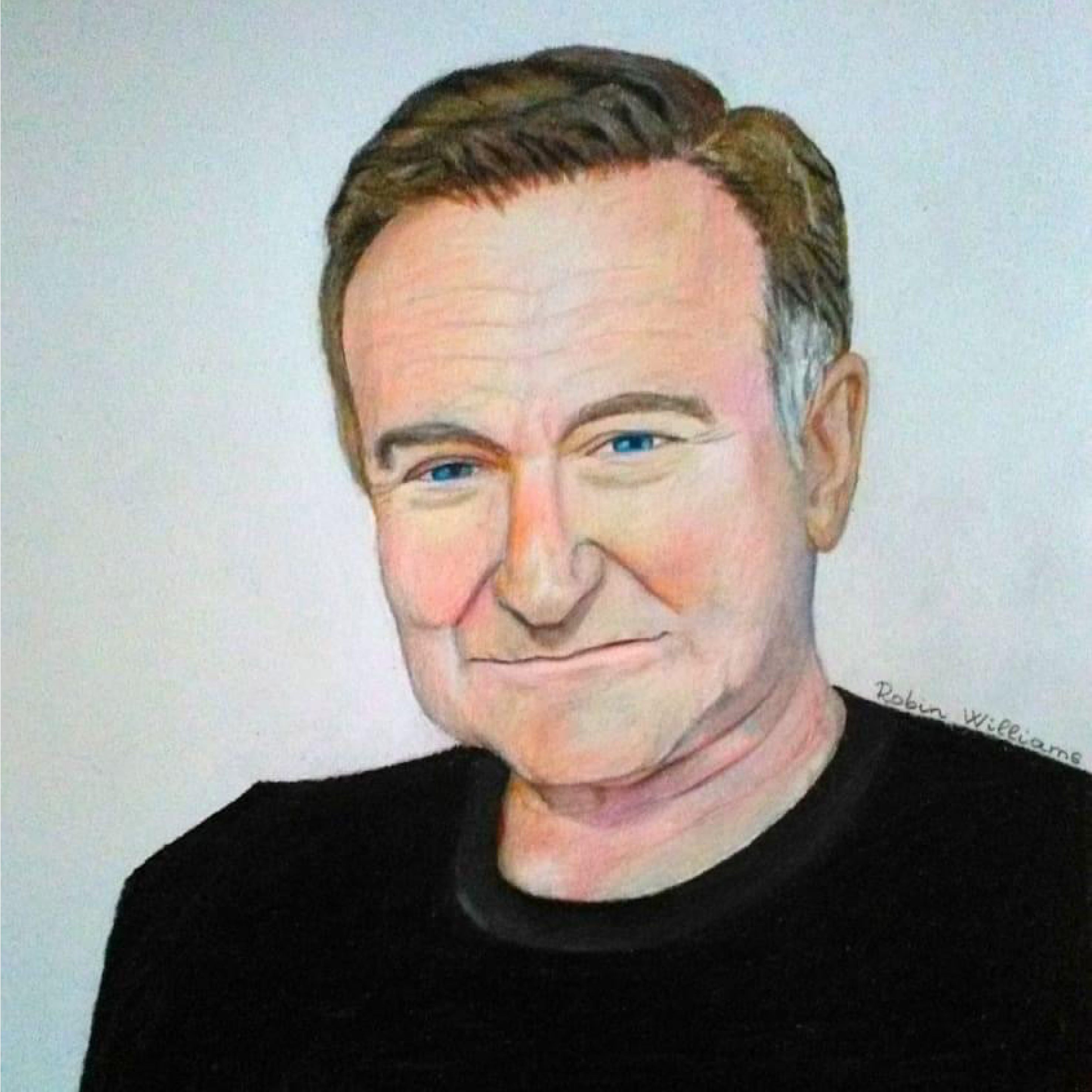 Robin Williams portré színes ceruzarajz